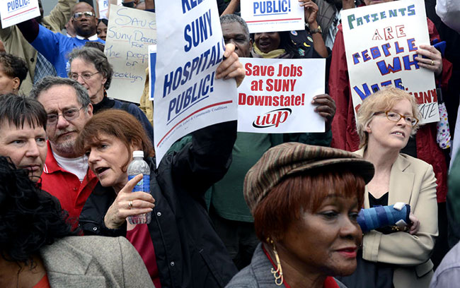 Activists rally for SUNY Downstate Medical.