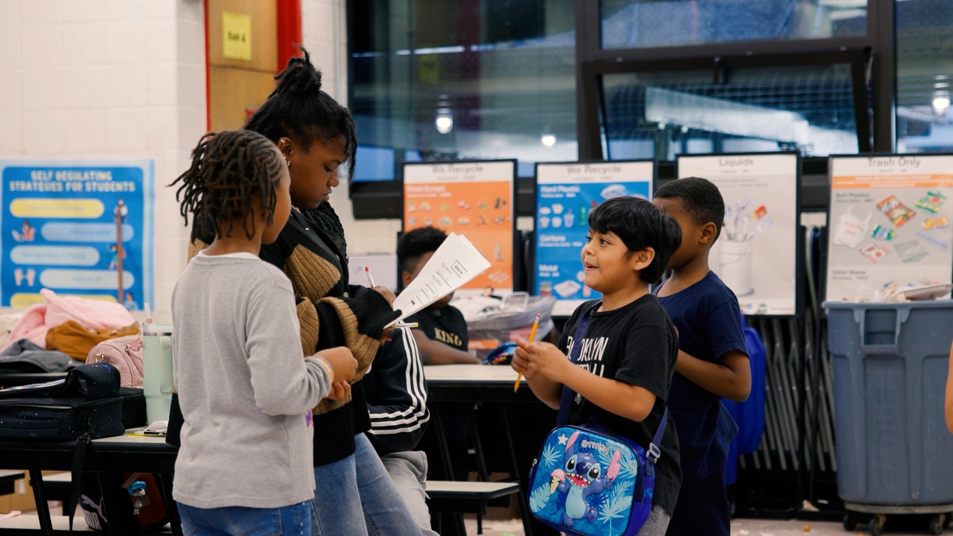 Students discussing homework