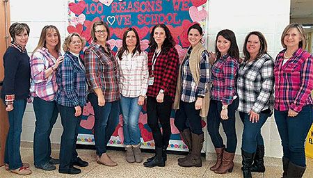 Members of the Mahopac Teachers’ Association rock their flannels during a union solidarity day.