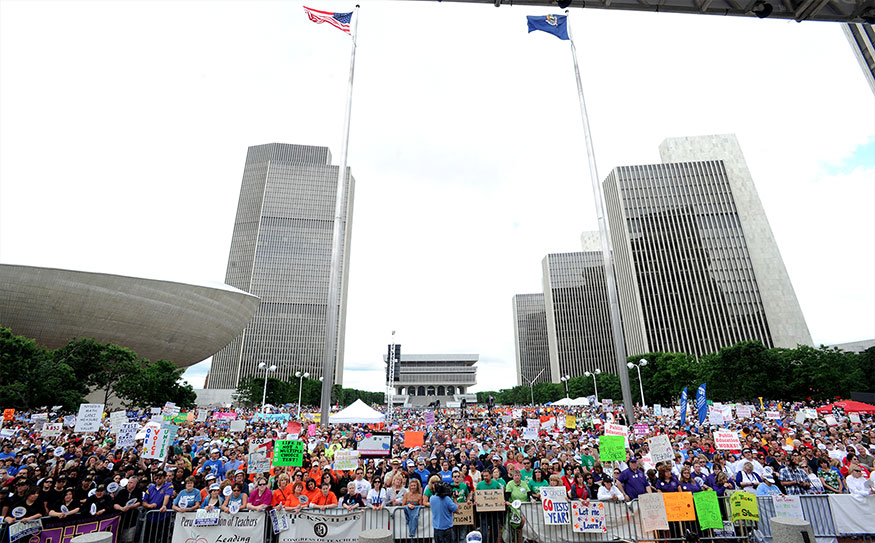 crowd on the plaza
