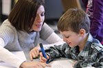 teacher with student