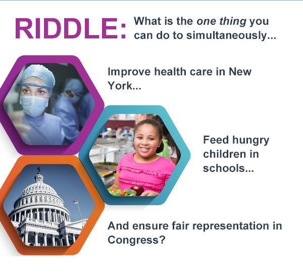 RIDDLE: What is the one thing you can do to simultaneously... What is the one thing you can do to simultaneously... Feed hungry children in schools... And ensure fair representation in Congress?