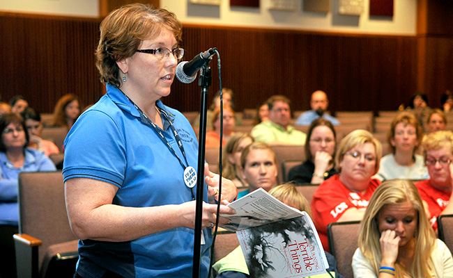 Reading from the children's book Terrible Things