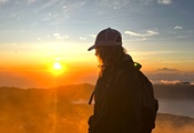 Teacher Megan Grahfls on sunrise hike in Mount Batur.