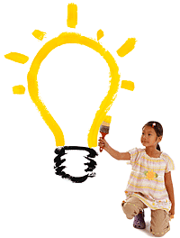 student with lightbulb