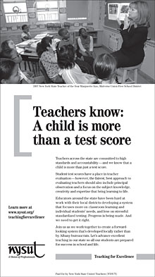 NYSUT teacher evaluation ad campaign