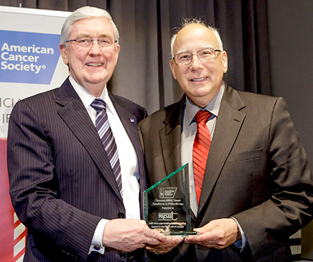 Mark Chaykin, NYSUT's director of field operations, recently accepted on behalf of the union the American Cancer Society's Excellence in Philanthropy award.