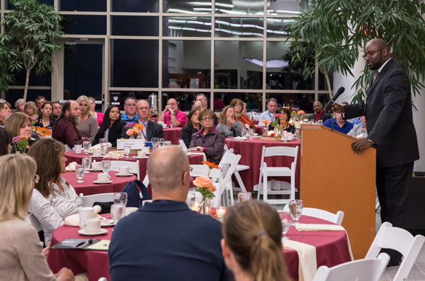 Sterling Roberson, the United Federation of Teachers vice president for career and technical education and the keynoter, speaking at the BOCES Leadership Conference.