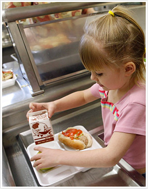student in cafeteria