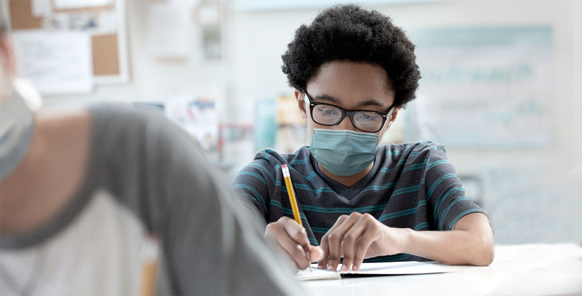 student in classroom