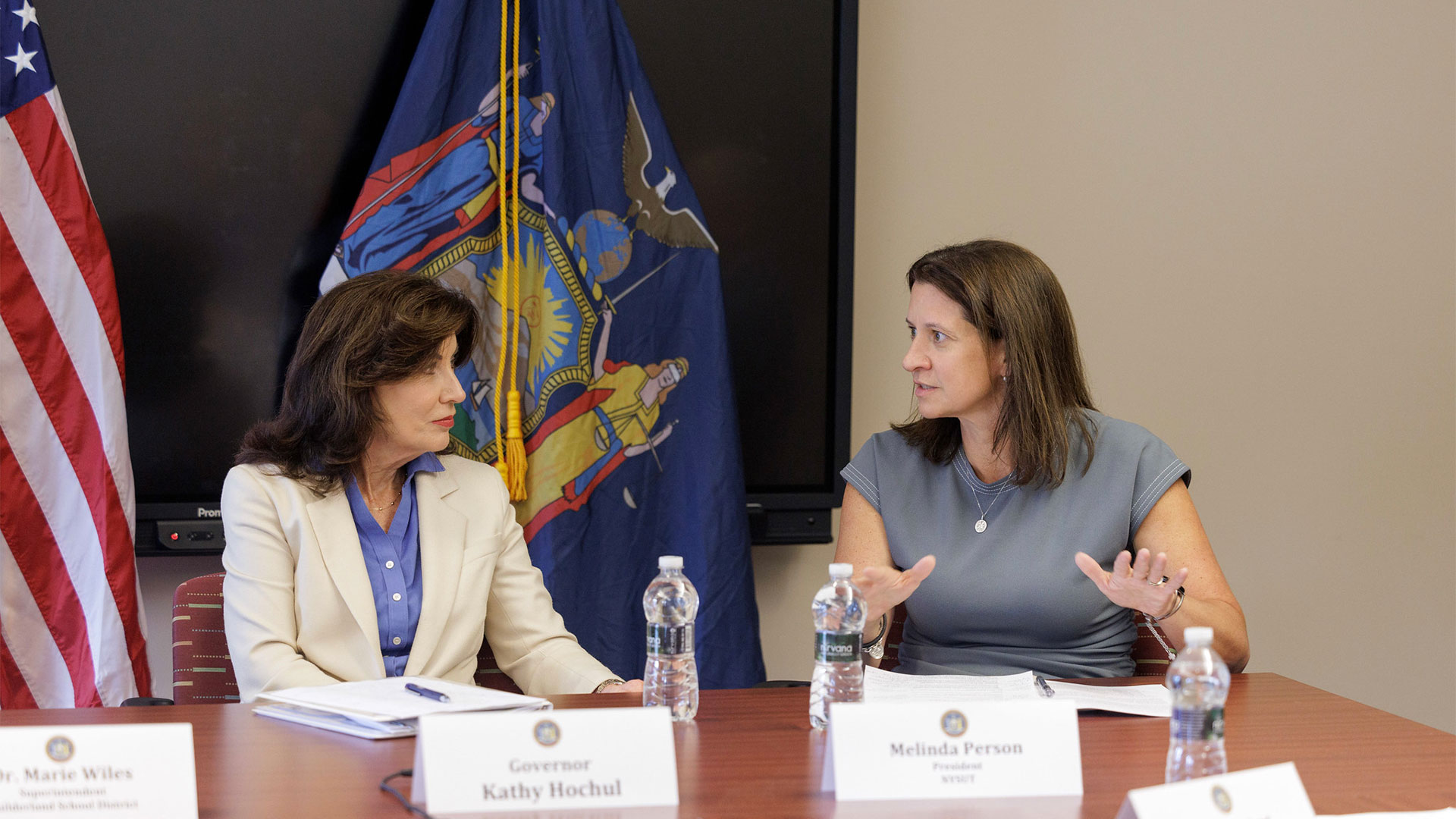 NYSUT President Melinda Person weighs in during Governor Kathy Hochul's listening tour about cellphone and social media use in schools. 