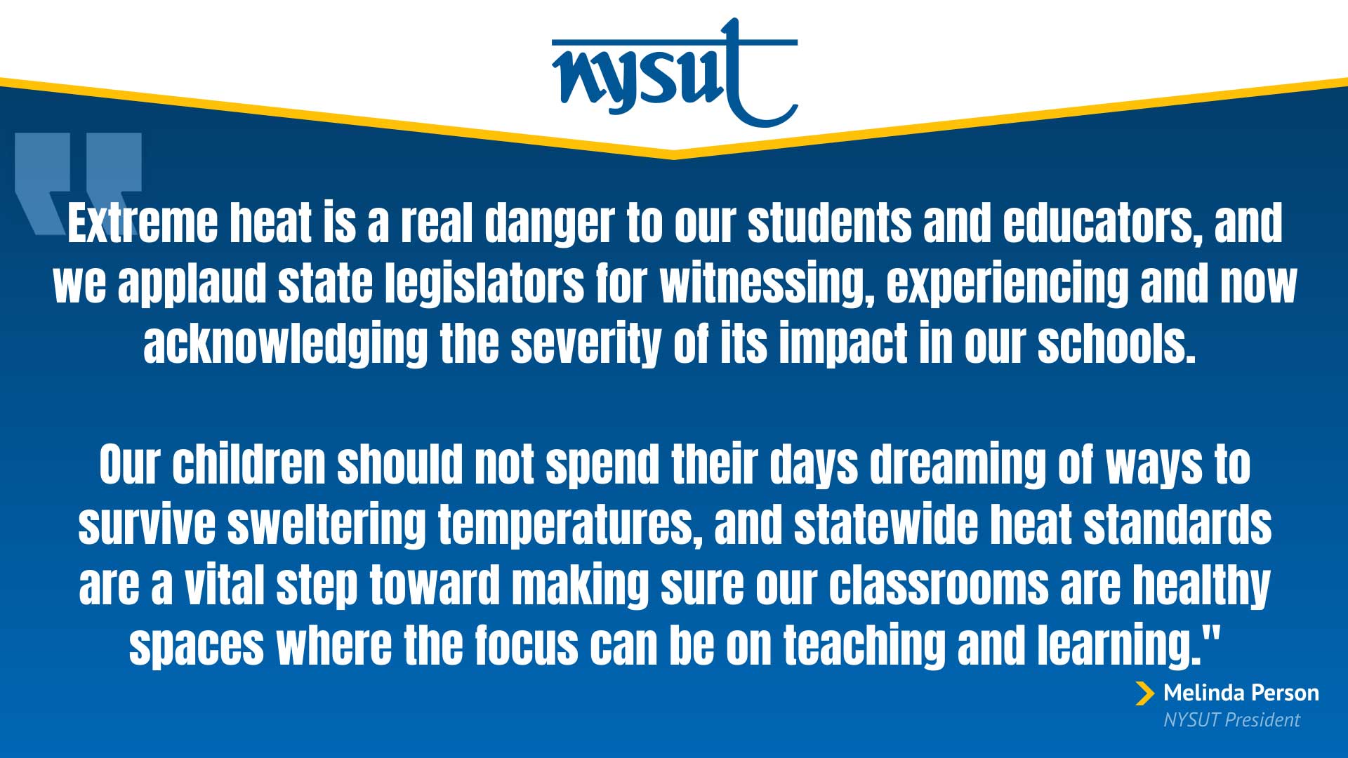 NYSUT statement on passage of classroom heat bill 