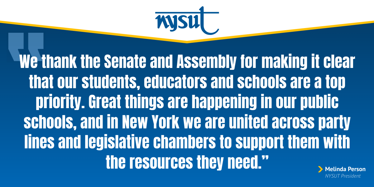 NYSUT statement on the Legislature’s school aid proposals