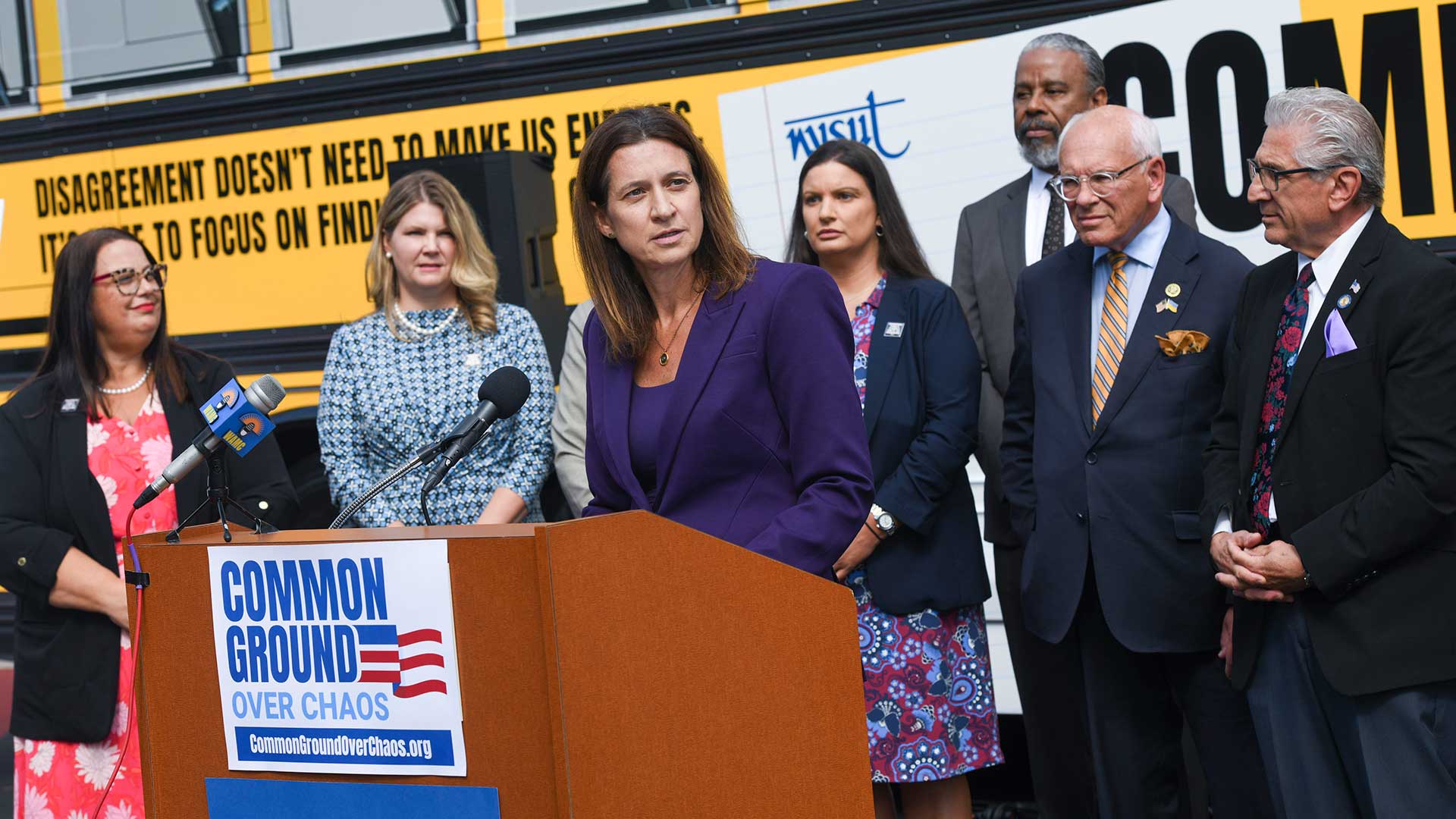 NYSUT launches statewide Common Ground Over Chaos bus tour in countdown to Election Day