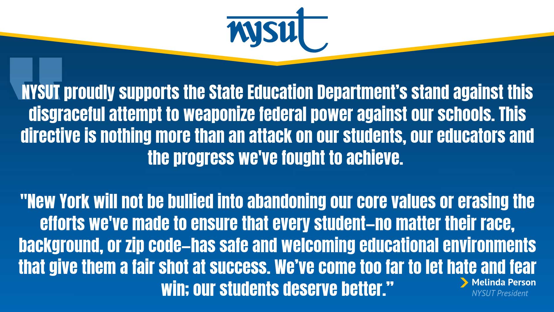 NYSUT Statement on SED Refusal to Sign