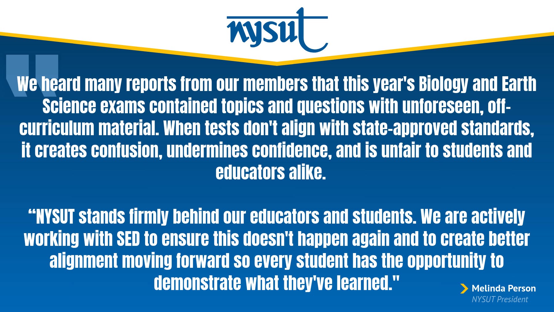 NYSUT Statement on 2025 Regents Exams Issues