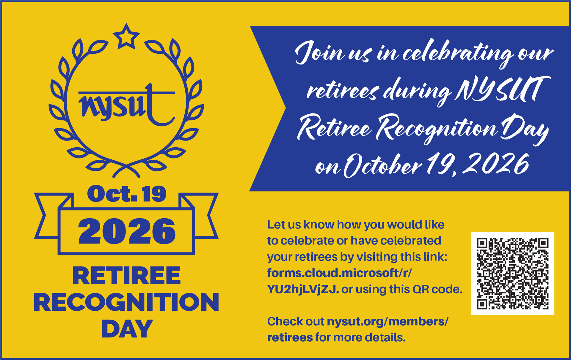 2026 Retiree Recognition Day - October 19, 2026