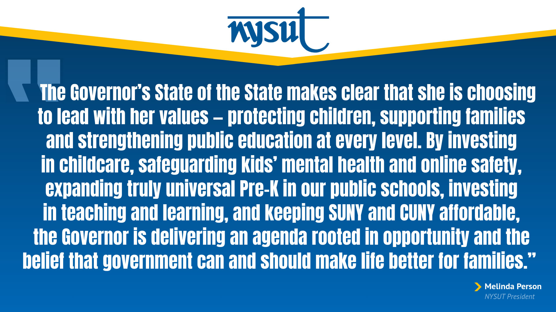 NYSUT Statement - State of the State address