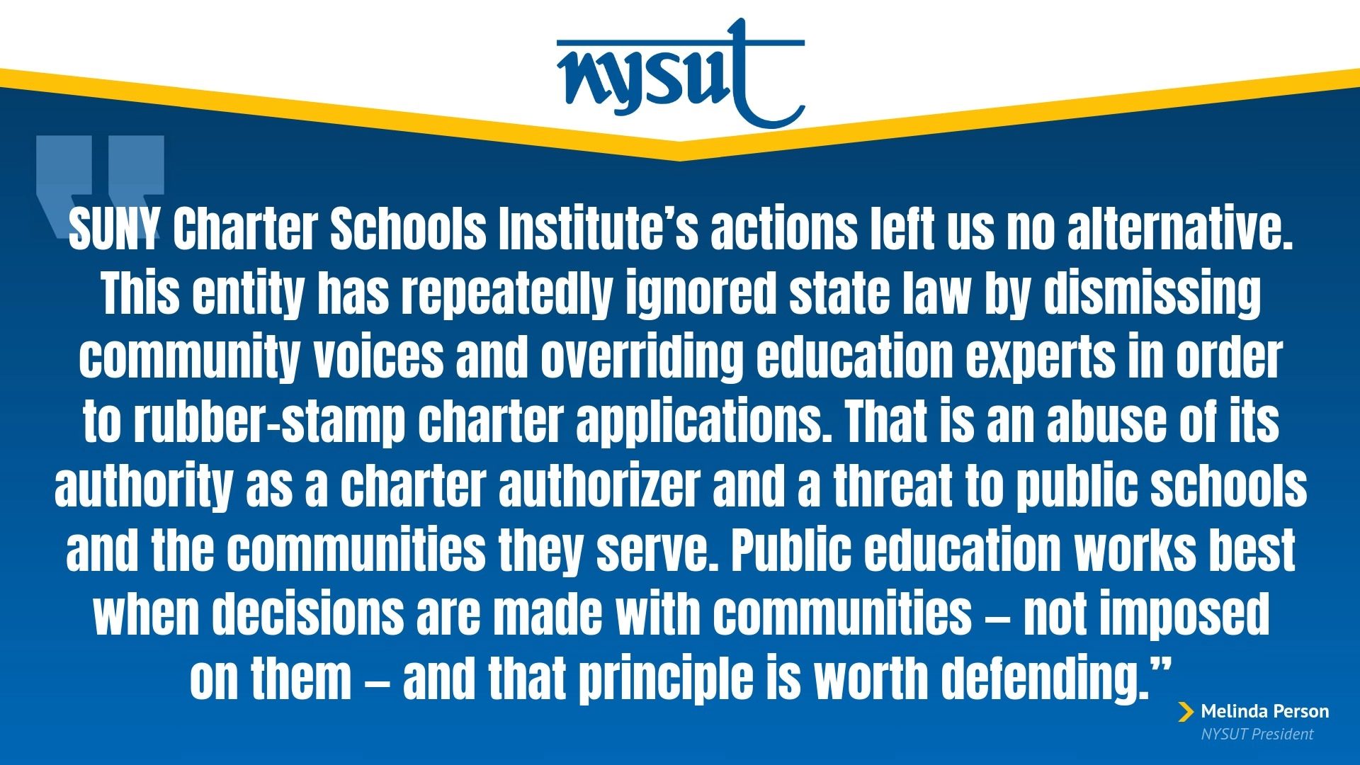 SUNY Charter Lawsuit Statement