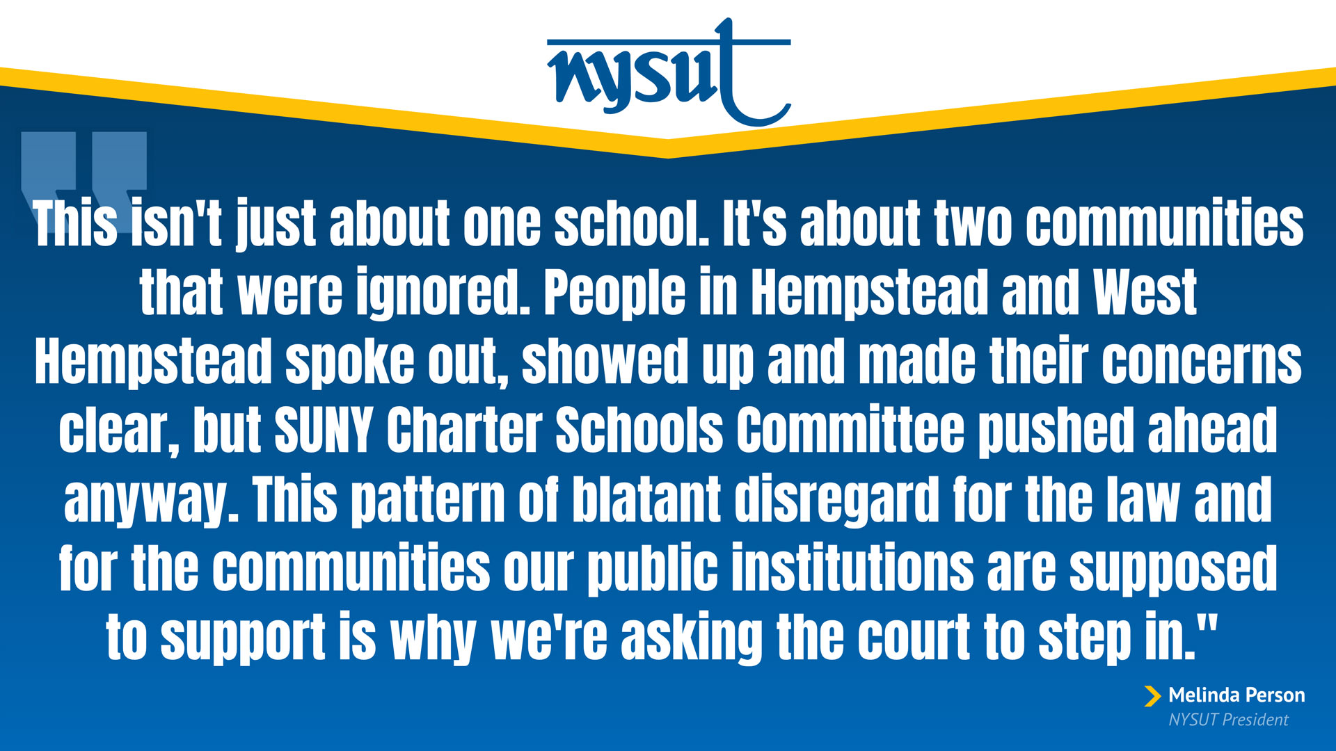 Quote from NYSUT President Melinda Person