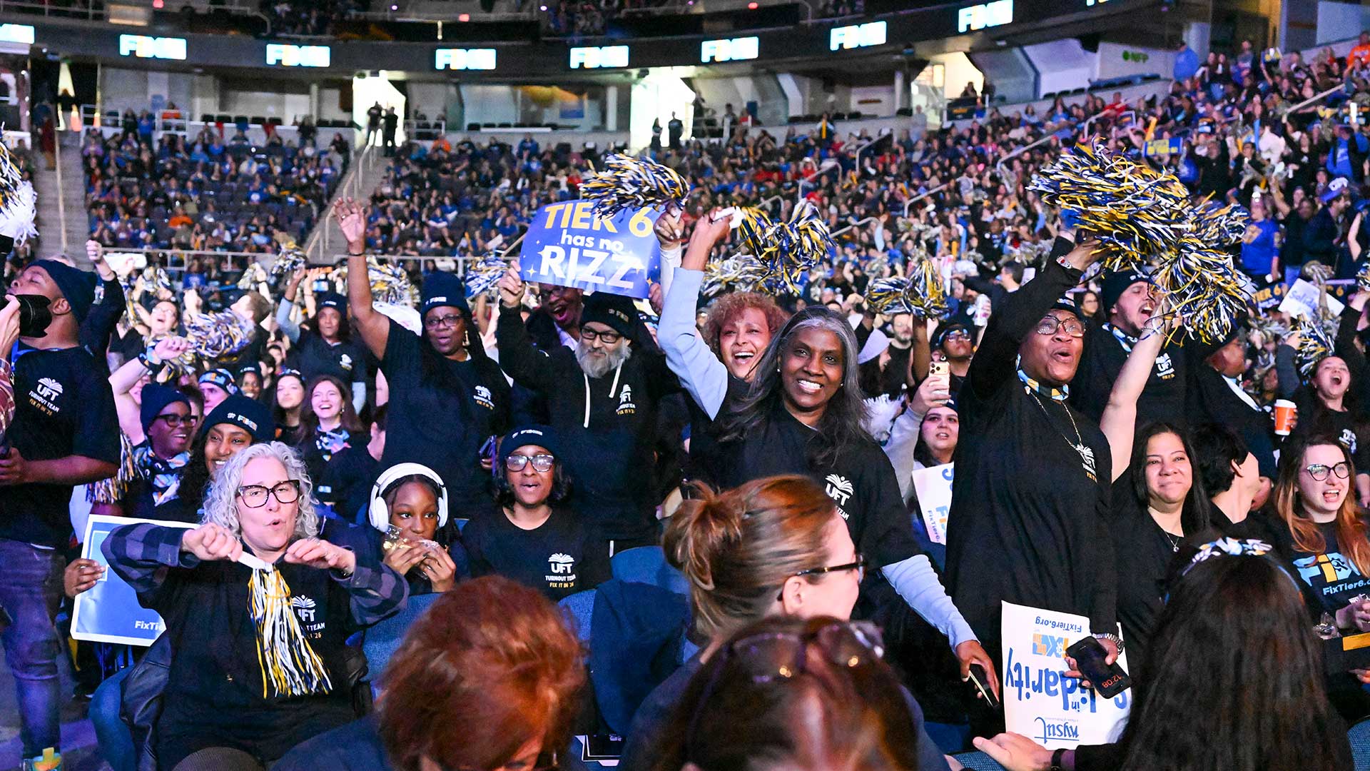 15,000 educators and public workers filled MVP Arena in Albany for the sold-out Fix Tier 6 Rally, urging lawmakers to reform pensions and ensure a fair retirement.