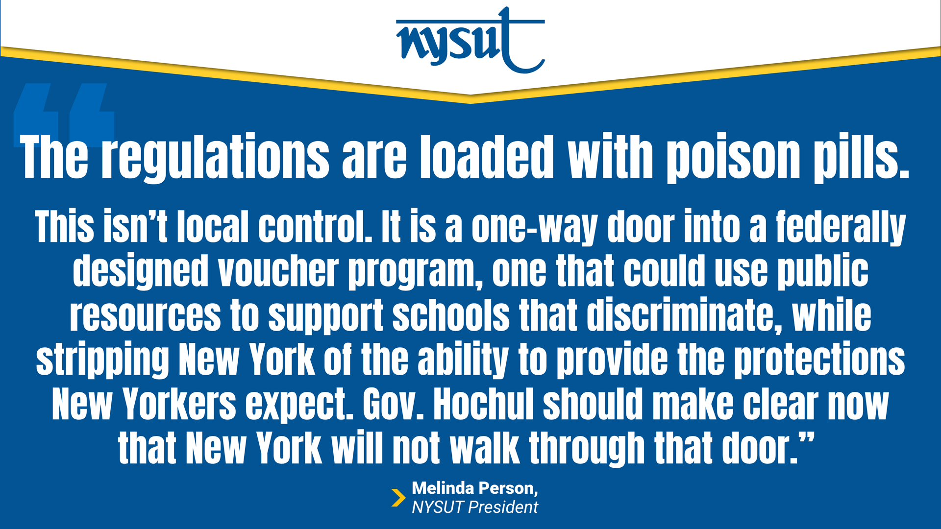 NYSUT's statement on voucher program