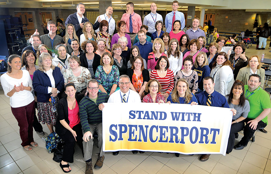 Spencerport TA members launched an online petition drive to express their frustration over the state's order banning teachers from discussing state exams. Four members are now plaintiffs in NYSUT's lawsuit challenging the gag order. Photo by Steve Jacobs.