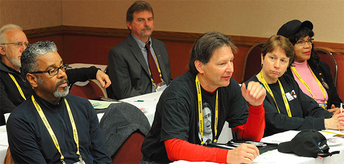 UUP officers, from left, Vice President J. Philippe Abraham, President Fred Kowal, Vice President Jamie Dangler and Treasurer Rowena Blackman-Stroud.
