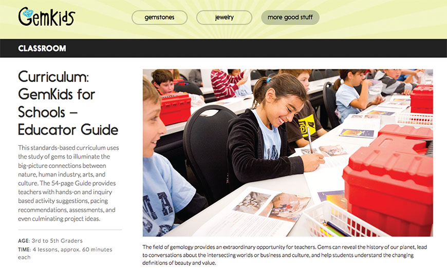 Gem Kids webpage capture