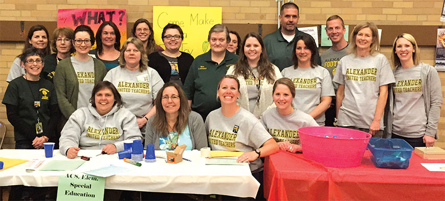 Members of the Alexander United Teachers participate in the local unions first community Health and Wellness Fair.