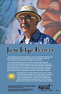 NYSUT celebrates Hispanic Heritage Month, Sept. 15 – Oct. 15, with a free poster honoring Juan Felipe Herrera, the first Latino to serve as United States poet laureate.