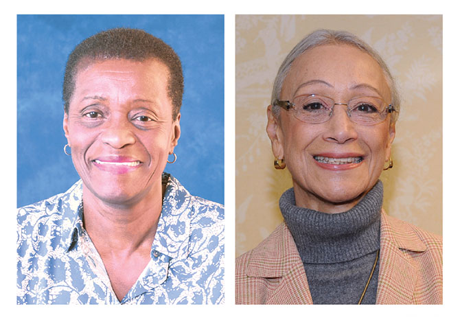 Lorna Baptiste, left, UFT retiree, and Cecelia McCall, a PSC member, each received the "Not for Ourselves Alone:" The Sandy Feldman Outstanding Leadership Award, one of the highest honors given to NYSUT members. Photos by El-Wise Noisette. 