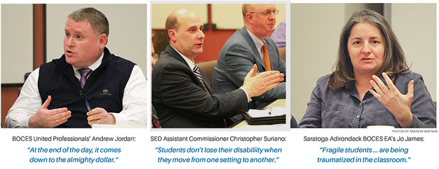 BOCES United Professionals’ Andrew Jordan, SED Assistant Commissioner Christopher Suriano and Saratoga-Adirondack BOCES EA’s Jo James