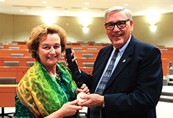 American Labor Studies Center Director Paul F. Cole, RC 3, presents Barbara Jones, consul general of Ireland, with the Kate Mullany medal, the ALSC's highest honor. Other recipients included NYSUT President Karen E. Magee and Congressman Paul Tonko. Photo by El-Wise Noisette.