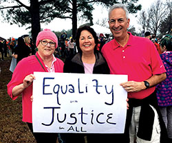 RC 15/16 members Marcia Sklar, Clare Gorman and Jeff Zuckerman at the Women's March in Charleston, S.C.