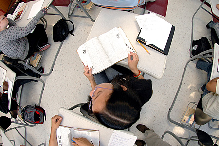 student at desk