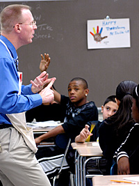 teacher with students