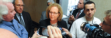 karen magee speaks to the media