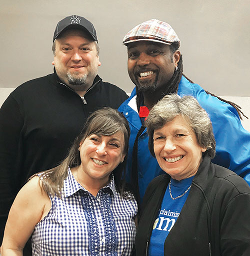Long Island teacher Christine Pellegrino, bottom left, is joined by NYSUT Board members, from top left, Don Carlisto and Wayne White, and AFT President Randi Weingarten during a get-out-the-vote effort. Pellegrino is running for state Assembly in a special election May 23. Visit www.nysut.org for updates.
