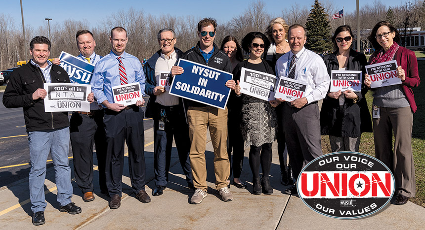 Proving that “1-2-1” conversations really work, every member of the Newfane Teachers Association in Western New York recommitted to their union. Photo by Dennis Stierer.